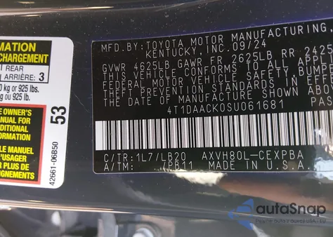 2025 Toyota Camry Xse из США, поврежденный, VIN 4T1DAACK0SU061681